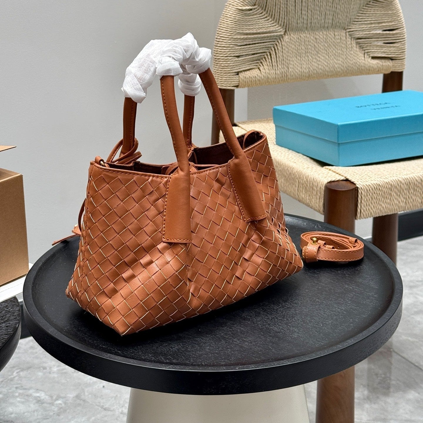 スモール ピナコテカ トートバッグ 25インチ ラストブラウン カーフスキン