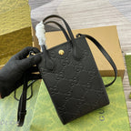 GG 20 SUPER MINI BAG WITH STRAP IN BLACK CALFSKIN