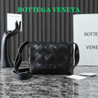 BOTTEGA VENETA 25S DIAGO 22 IN BLACK CALFSKIN PATENT SILVER HARDWARE