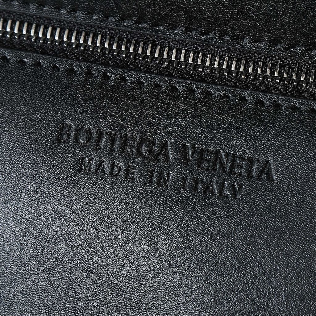 BOTTEGA VENETA 25S DIAGO 22 IN BLACK CALFSKIN PATENT SILVER HARDWARE