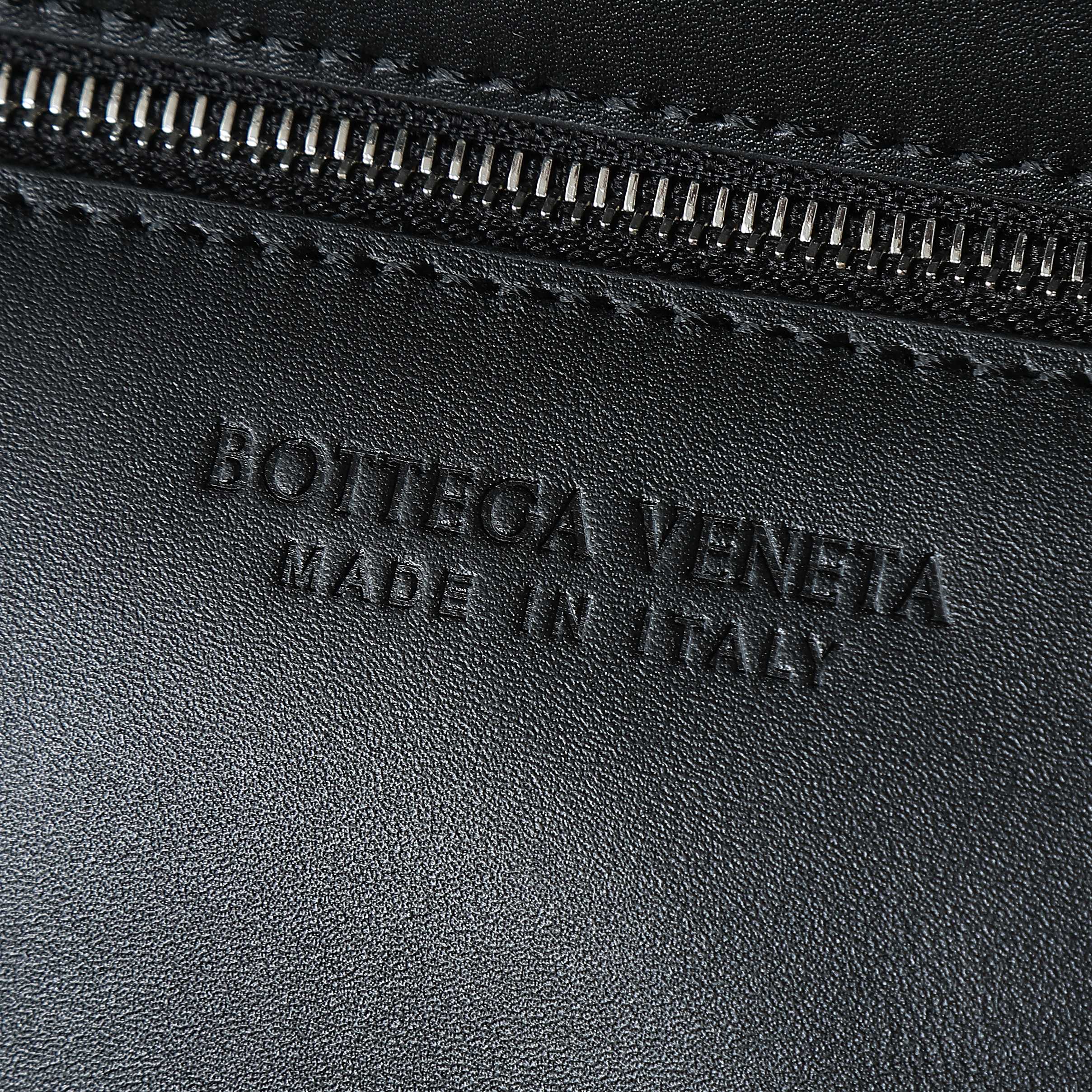 BOTTEGA VENETA 25S DIAGO 22 IN BLACK CALFSKIN PATENT SILVER HARDWARE