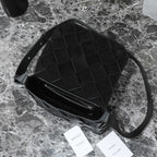 BOTTEGA VENETA 25S DIAGO 22 IN BLACK CALFSKIN PATENT SILVER HARDWARE