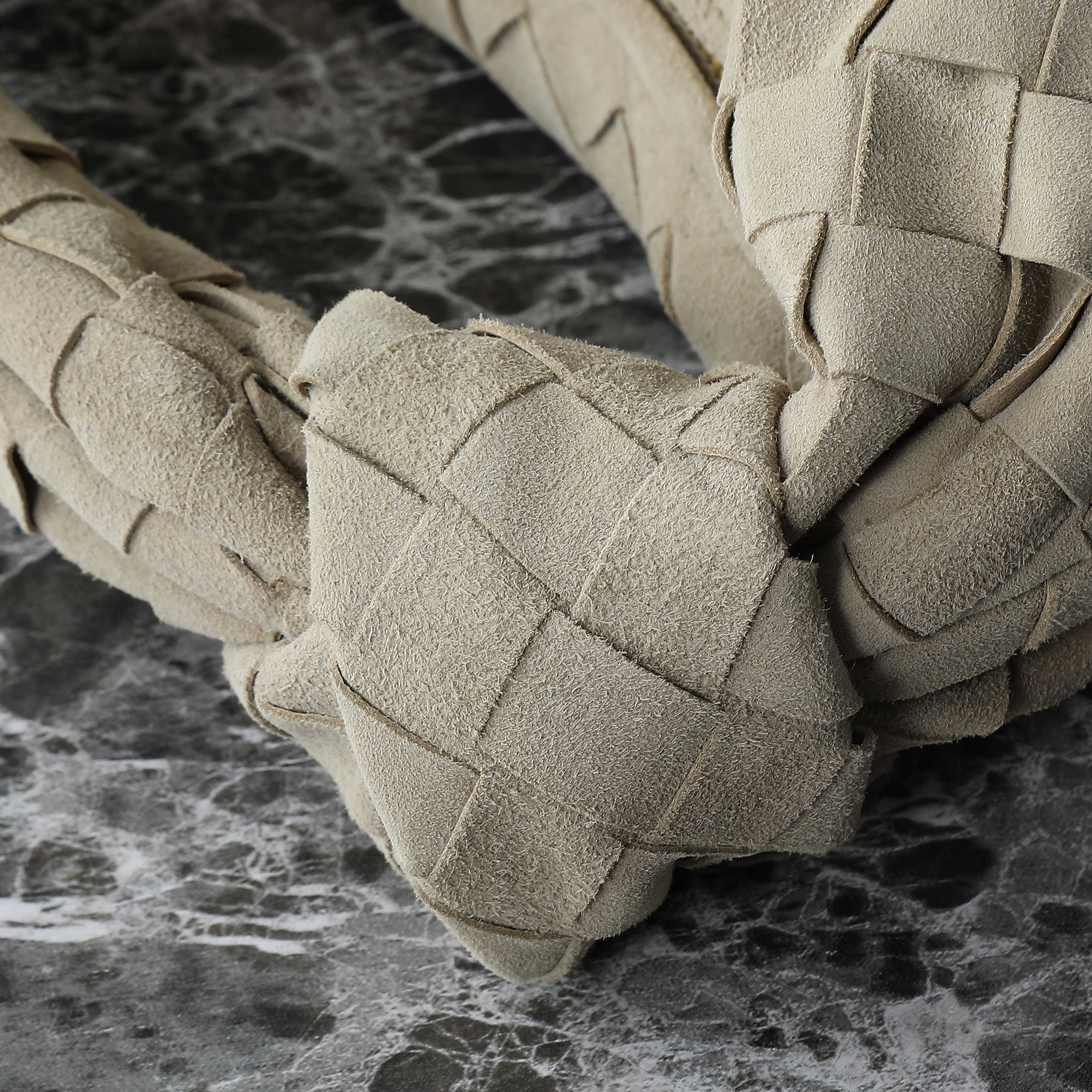 BOTTEGA VENETA 25S MINI JODIE 28 IN MUTED TAUPE SUEDE GOLD HARDWARE