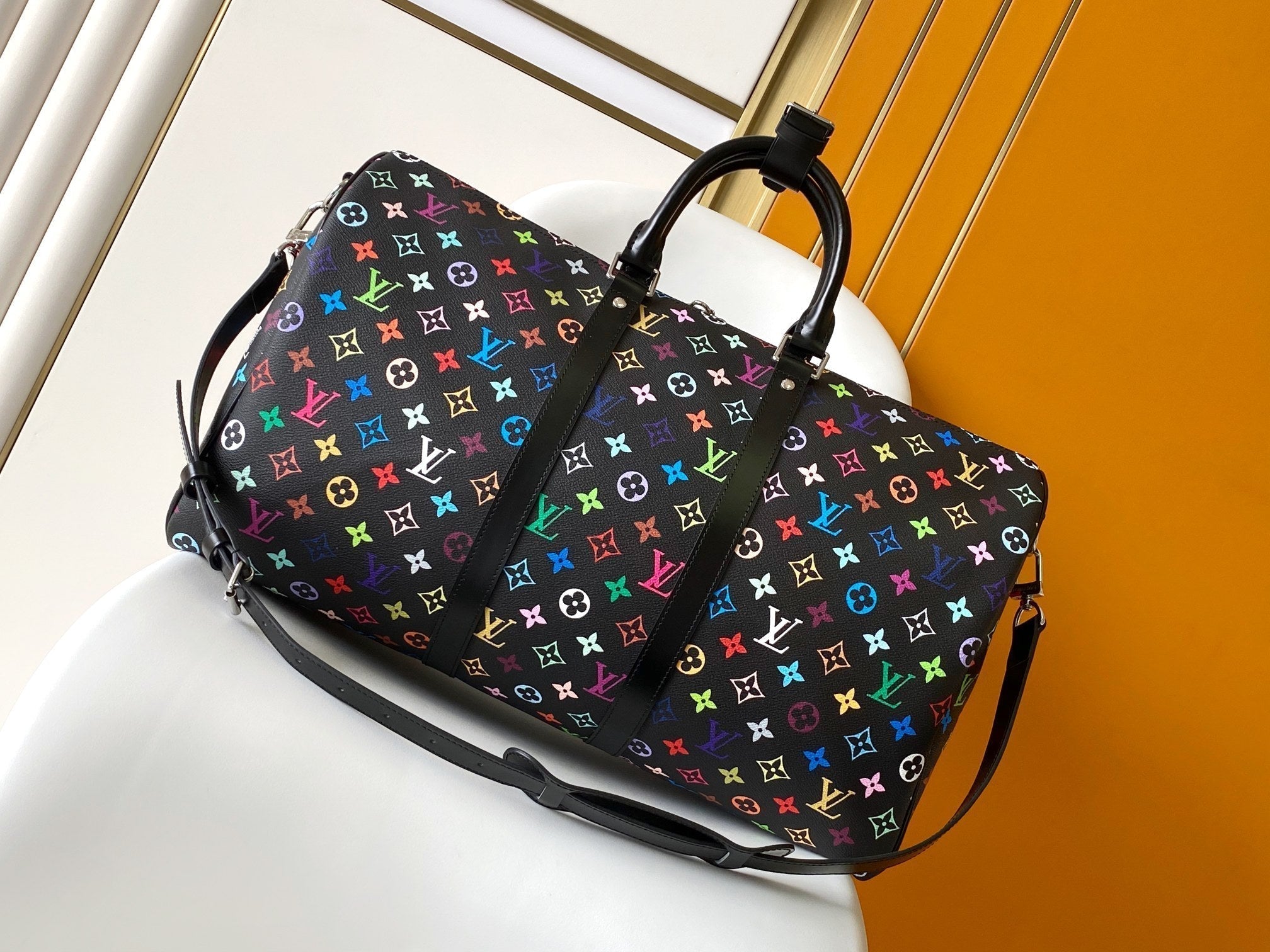 KEEPALL BANDOULIÈRE 50 BAG IN MULTICOLORED MONOGRAM COATED CANVAS