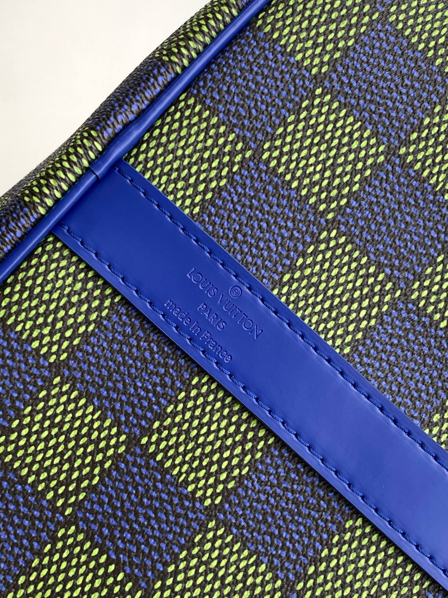 キーポル バンドリエール 50 ブルーグリーン ダミエ ヘリテージ コーテッドキャンバス