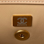 CC MINI 19 FLAP BAG IN DARK BEIGE CALFSKIN GOLD HARDWARE