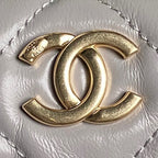 BOWLING BAG 29 IN GREY CALFSKIN GOLD HARDWARE