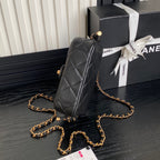 25セント フラップバッグ 18インチ ブラック スムースラムスキン ゴールド金具