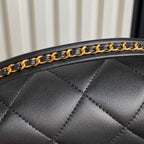 25セント フラップバッグ 18インチ ブラック スムースラムスキン ゴールド金具