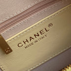 QUILTED HOBO CARGO BAG 31 IN LIGHT YELLOW CALFSKIN GOLD CHAIN