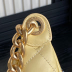 QUILTED HOBO CARGO BAG 31 IN LIGHT YELLOW CALFSKIN GOLD CHAIN