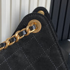 ミディアムハンドバッグ 40インチ ブラックスエード ゴールド金具