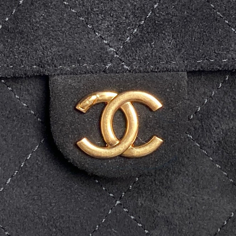 ミディアムハンドバッグ 40インチ ブラックスエード ゴールド金具