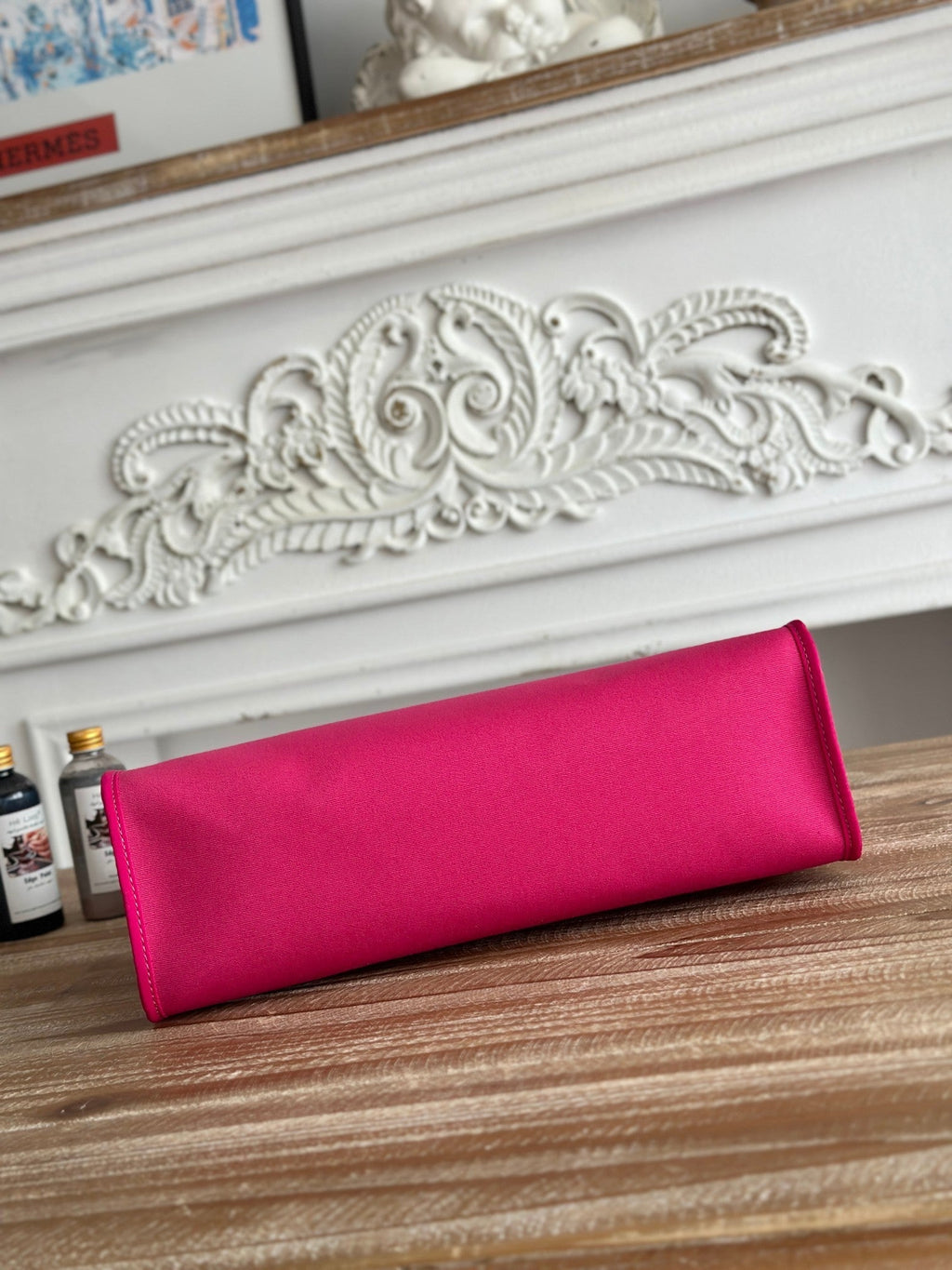 ジップ キャビン 31 バッグ（フクシアピンクのキャンバスとブロンズブラウンのカーフスキン）