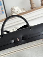 ZIP CABINE 31 BAG IN PALE GRAY CANVAS AND BLACK CALFSKIN