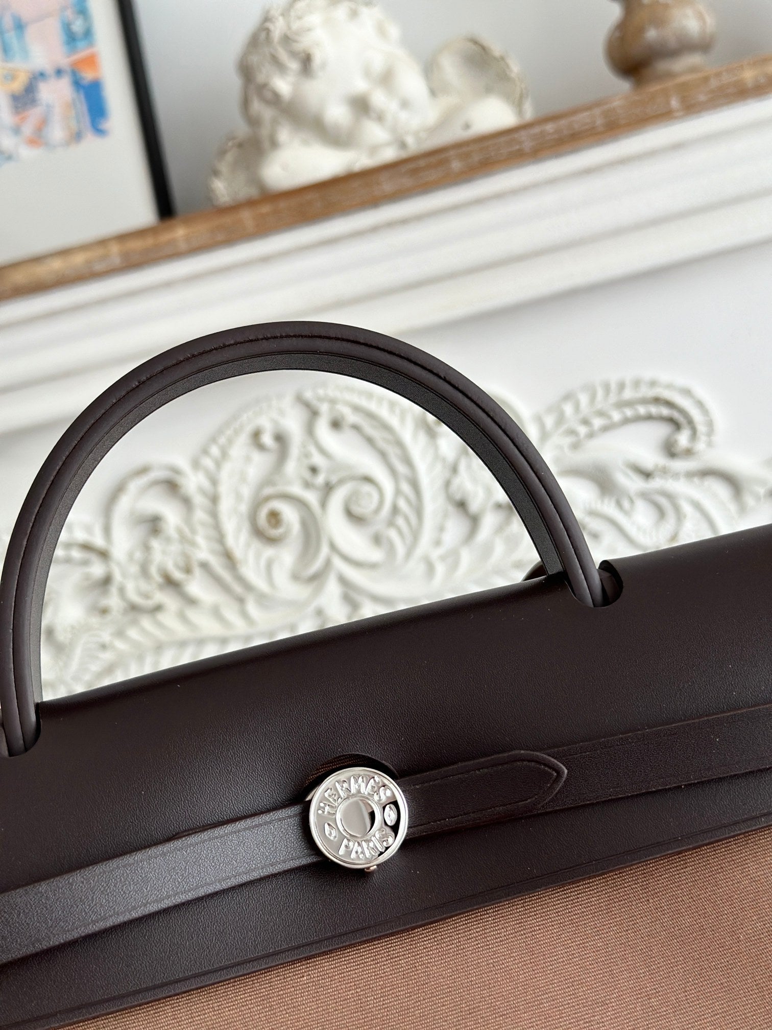 ジップ キャビン 31 バッグ（チョコレートブラウン キャンバス＆ブラック カーフスキン）