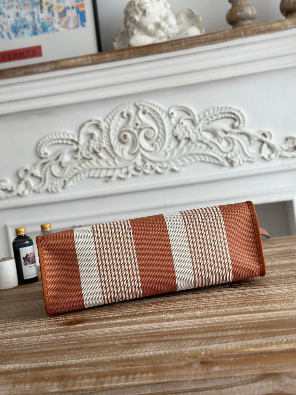 ジップ キャビン 31 バッグ ブロンズブラウン ミックスホワイト キャンバス＆カーフスキン