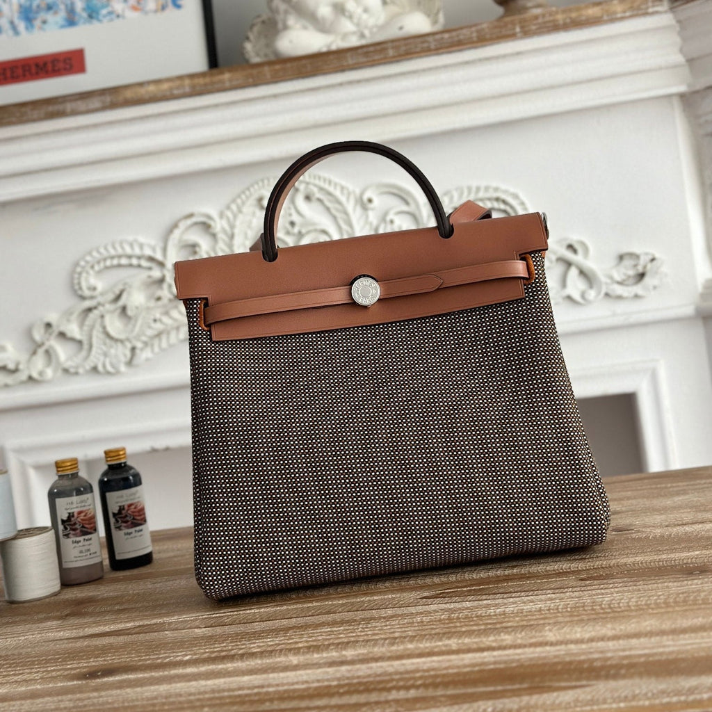 HERBAG メッセンジャー 31 バッグ ダークブラウン H バイキングキャンバス＆カウハイド