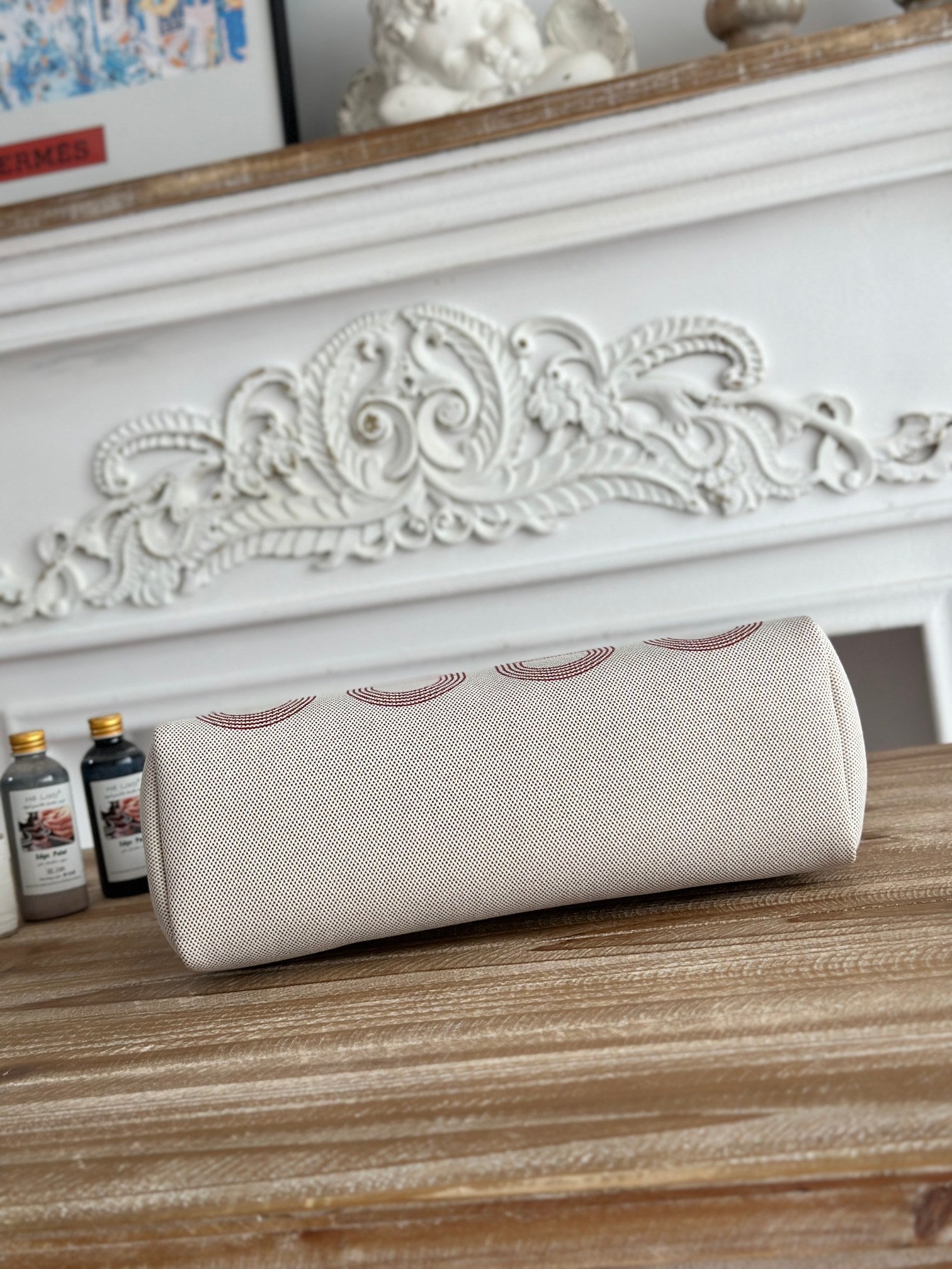 ハーブバッグ ジップ 31 ラッカー仕上げバッグ（オフホワイト ミックスレッド H プルーム キャンバス）