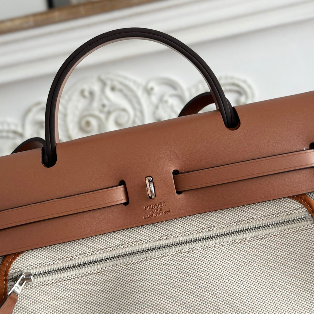 ハーブバッグ ジップ 31 ラッカー仕上げバッグ（オフホワイト ミックスイエロー H プルーム キャンバス）