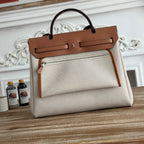 ハーブバッグ ジップ 31 ラッカー仕上げバッグ（オフホワイト ミックスイエロー H プルーム キャンバス）