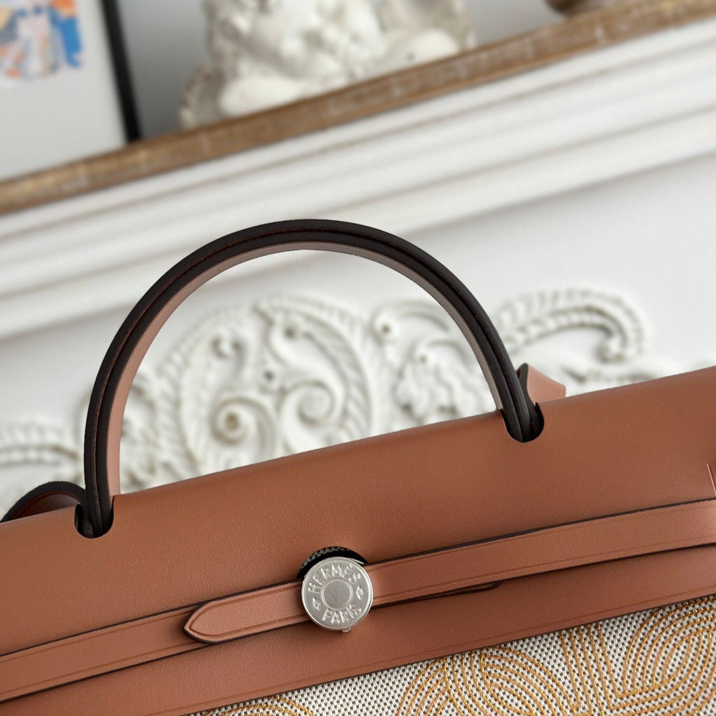 ハーブバッグ ジップ 31 ラッカー仕上げバッグ（オフホワイト ミックスイエロー H プルーム キャンバス）