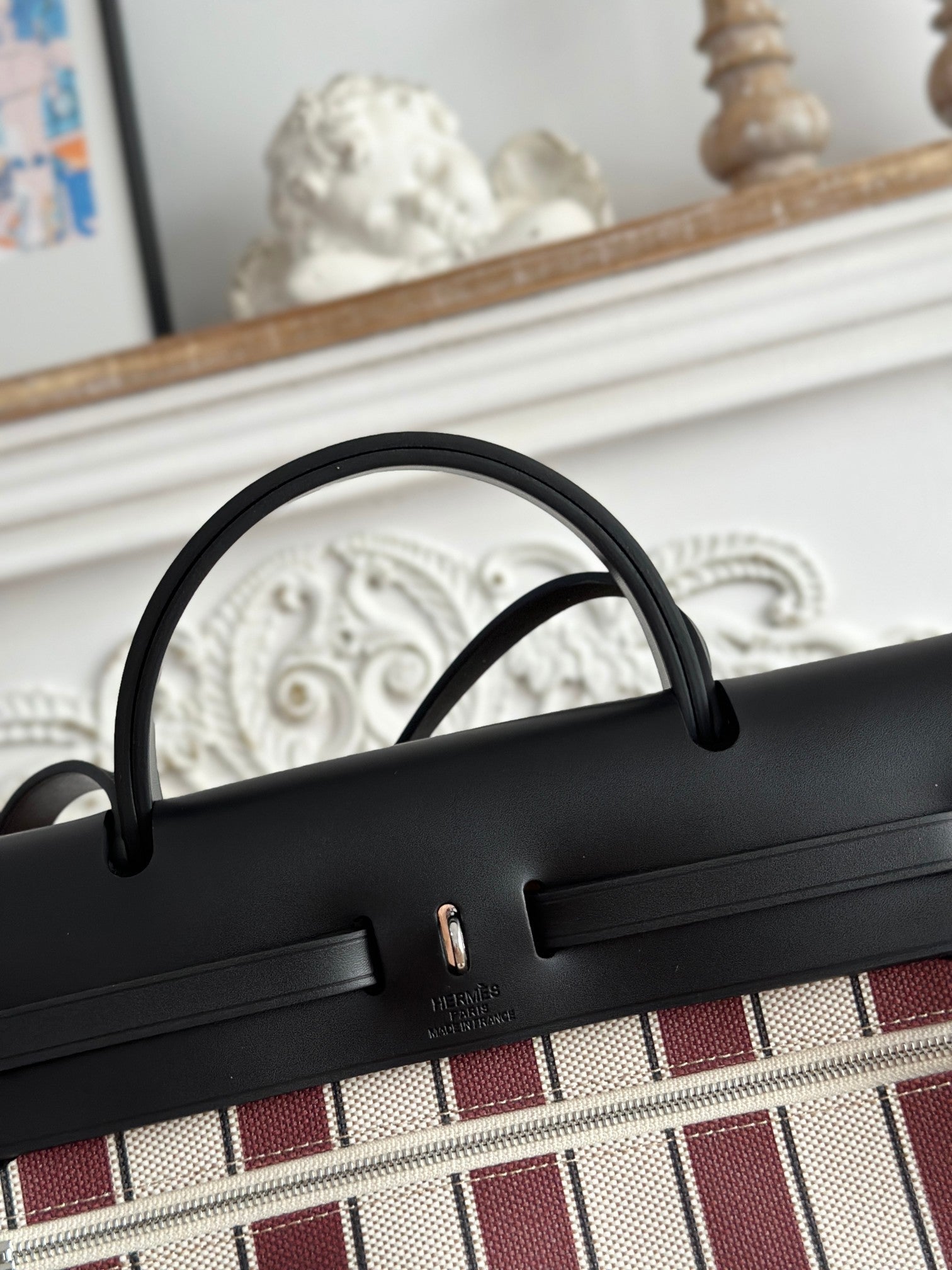 HERBAG ZIP 31 ラッカー加工バッグ（ブラウンミックスイエローHプルームキャンバス）