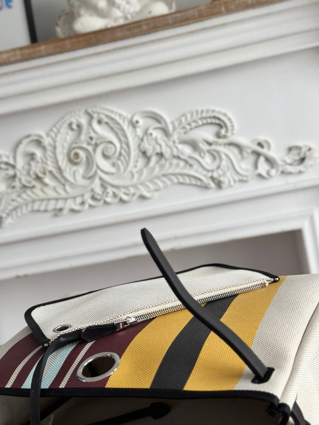 HERBAG ZIP 31 ラッカー加工バッグ（ブラウンミックスイエローHプルームキャンバス）