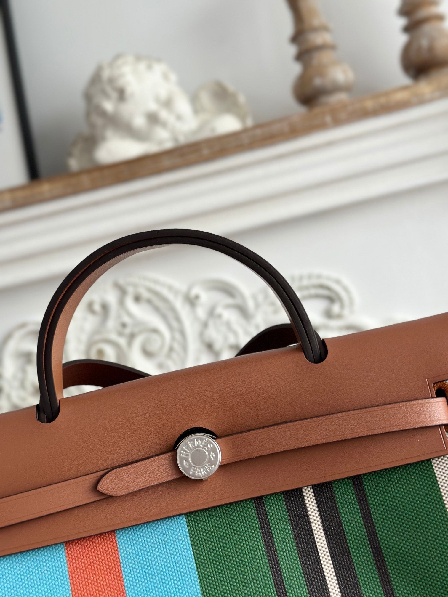 ハーブバッグ ジップ 31 ラッカー仕上げバッグ グリーン ミックス ブルー H プルーム キャンバス