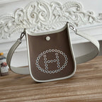 MINI NEO 17 EVELYNE BAG IN WENGE BROWN CANVAS AND WHITE CALFSKIN