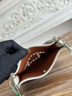 MINI NEO 17 EVELYNE BAG IN WENGE BROWN CANVAS AND WHITE CALFSKIN