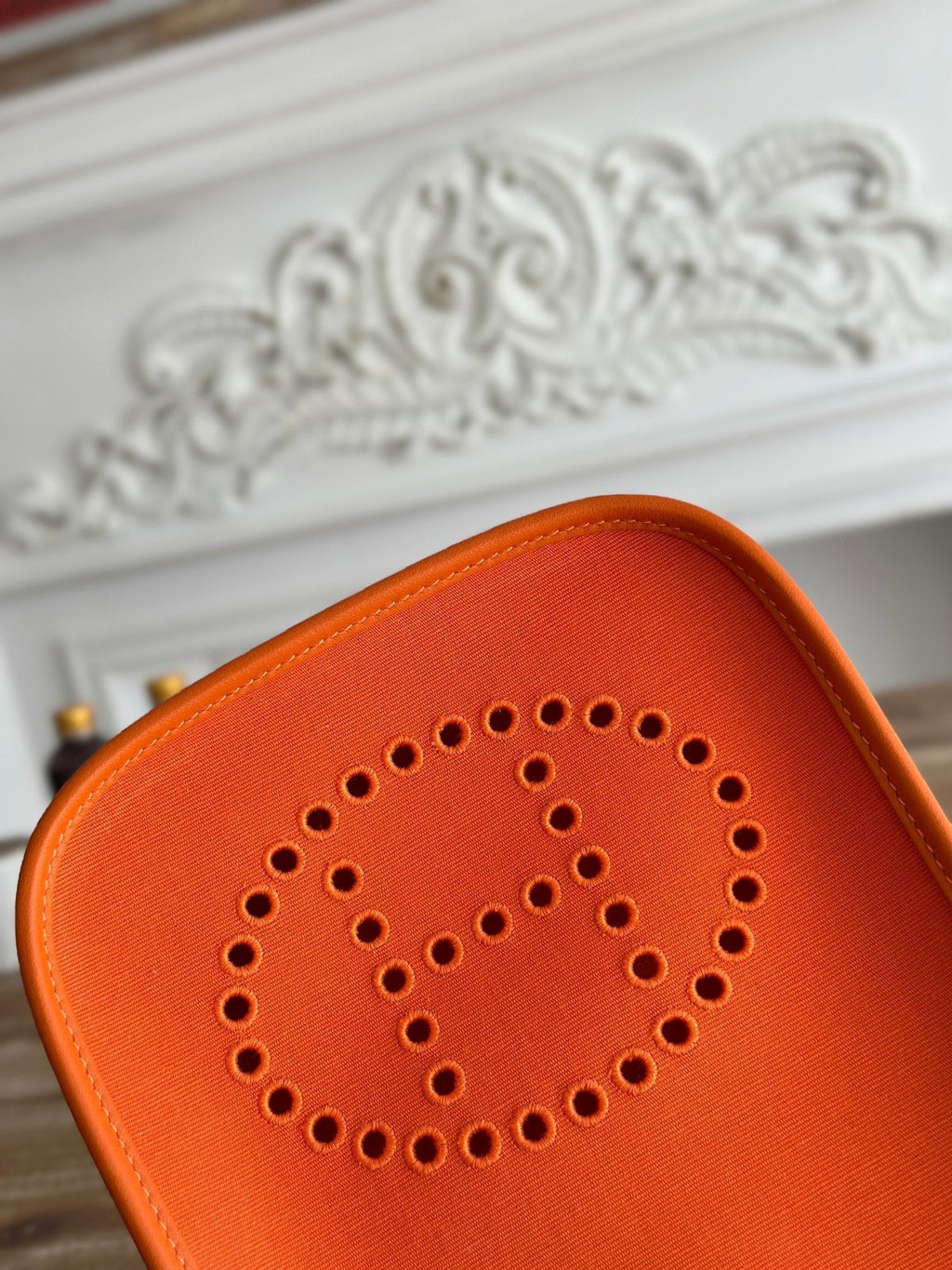 MINI NEO 17 EVELYNE BAG IN FIRE ORANGE CANVAS AND CALFSKIN