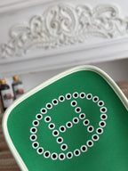 エメラルドグリーンのキャンバスとホワイトのカーフスキンを使用したミニ ネオ 17 エブリン バッグ