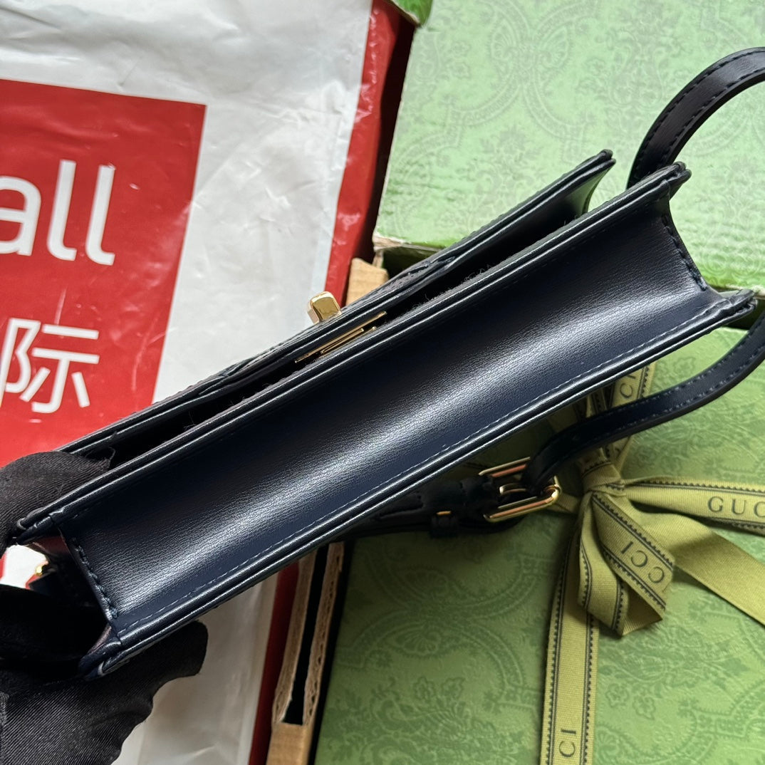 ルーチェ ミニ ショルダーバッグ 20インチ ライトグレー キャンバス＆ブラック カーフスキントリム ゴールド金具