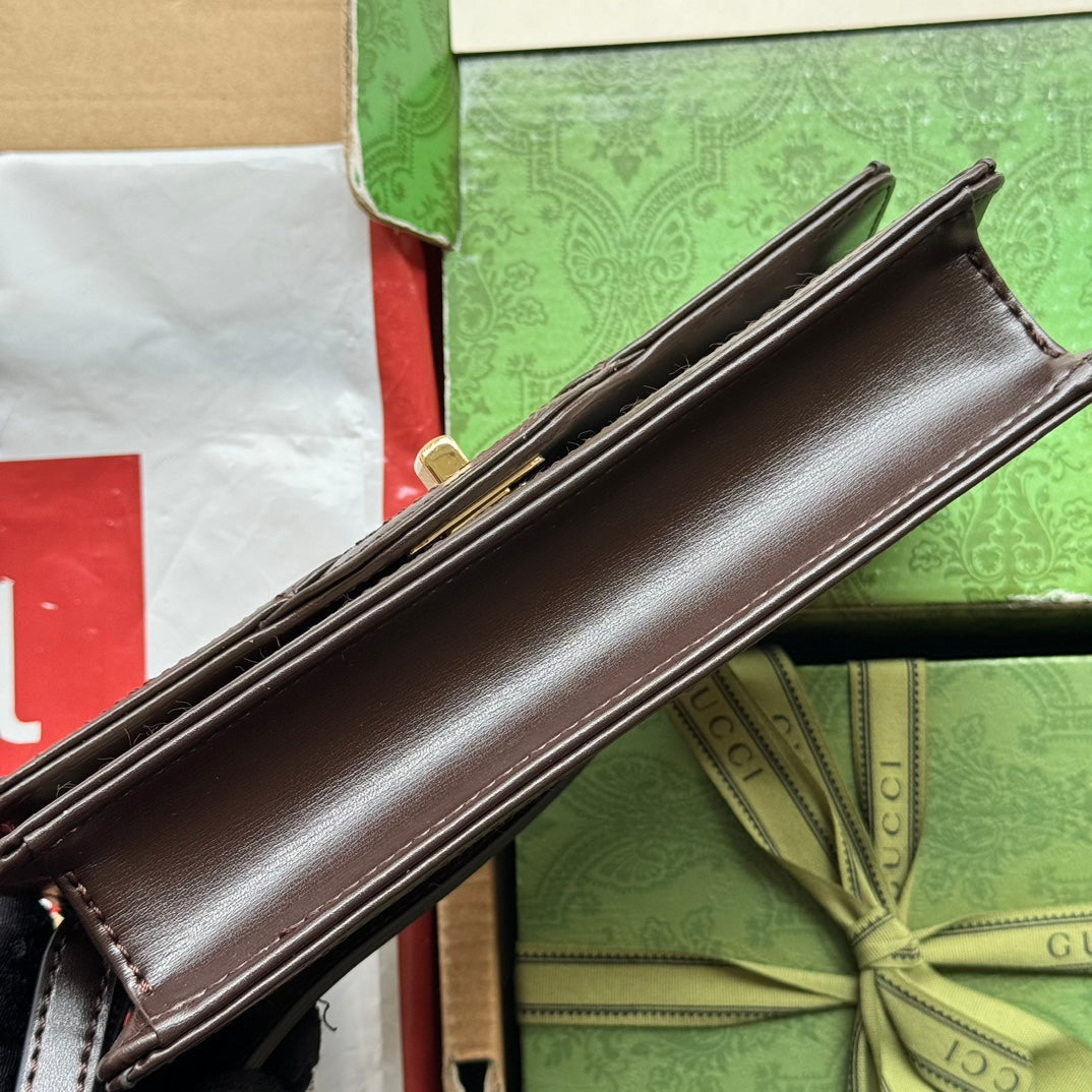 ルーチェ ミニショルダーバッグ 20 ベージュキャンバス＆ダークブラウンカーフスキントリム ゴールド金具