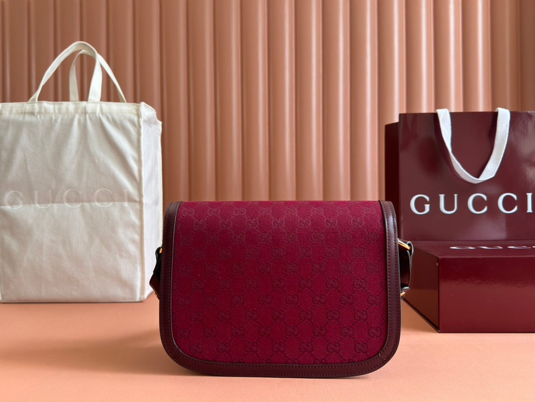 ホースビット 1955 ショルダーバッグ 25 ワインレッド キャンバス＆カーフスキン ゴールド金具