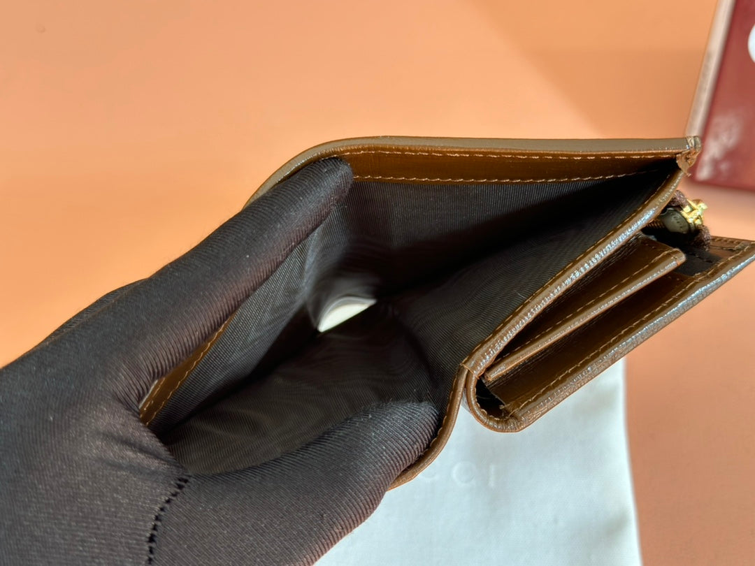 ホースビット 1955 カードケース ウォレット 11.5インチ ベージュ エボニー GG キャンバス ブラウン カーフスキン