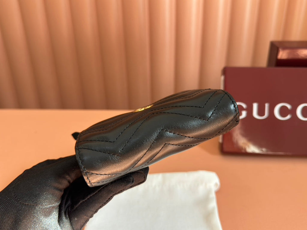 ミディアム ダブルG ウォレット 11.5インチ ブラック スムースカーフスキン