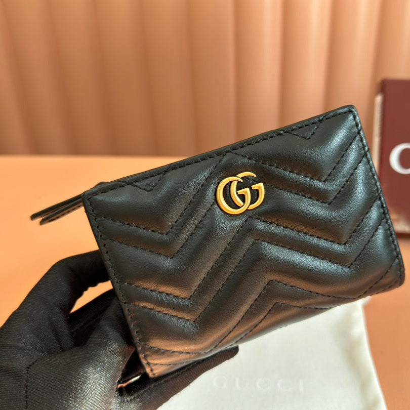 ミディアム ダブルG ウォレット 11.5インチ ブラック スムースカーフスキン