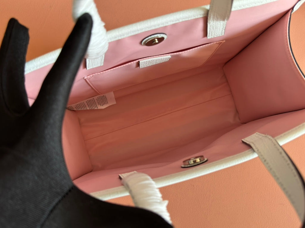 CHILDREN'S PRINTED BIG CAT TOTE BAG 28.5 IN BEIGE AND DARK BROWN GG CANVAS WHITE TRIM