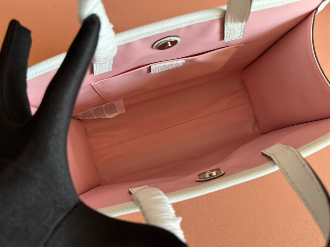 CHILDREN'S PRINTED BIG CAT TOTE BAG 28.5 IN BEIGE AND DARK BROWN GG CANVAS WHITE TRIM