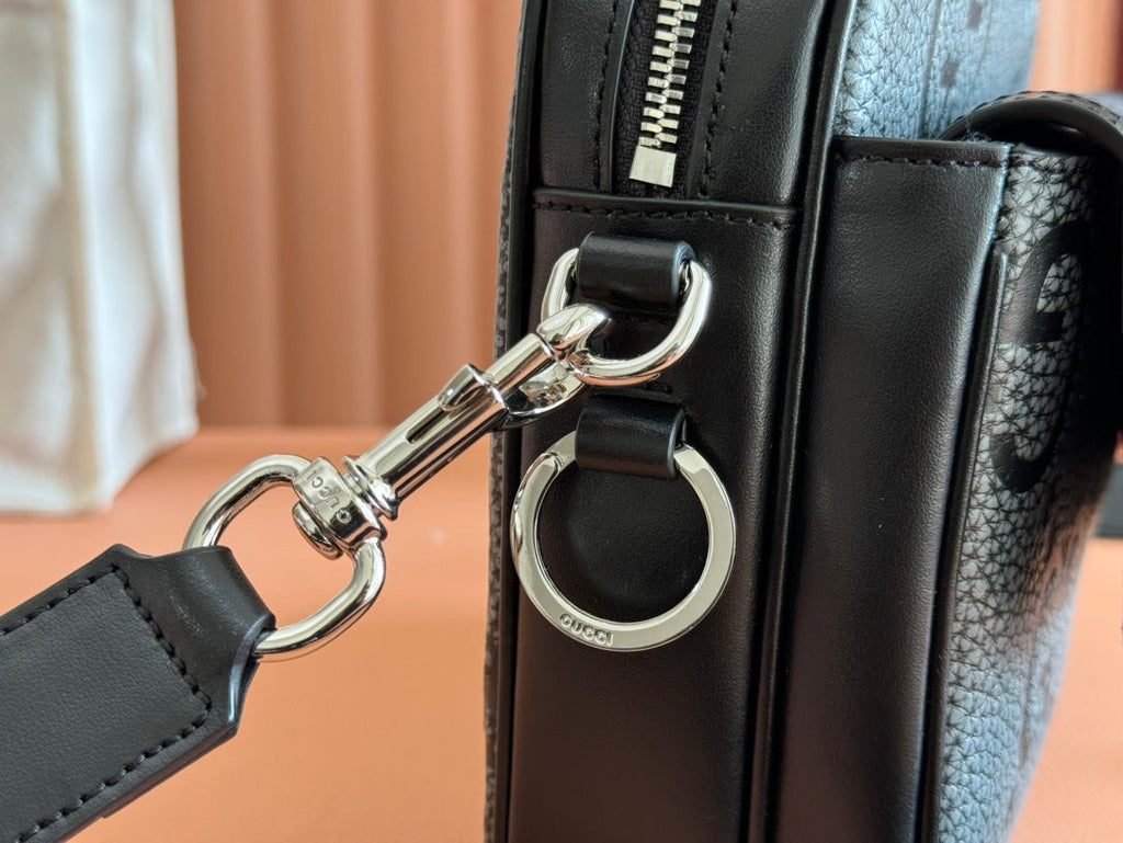 SMALL JUMBO CROSSBODY 23 IN GREY AND BLACK GRAINY GG LAMBSKIN