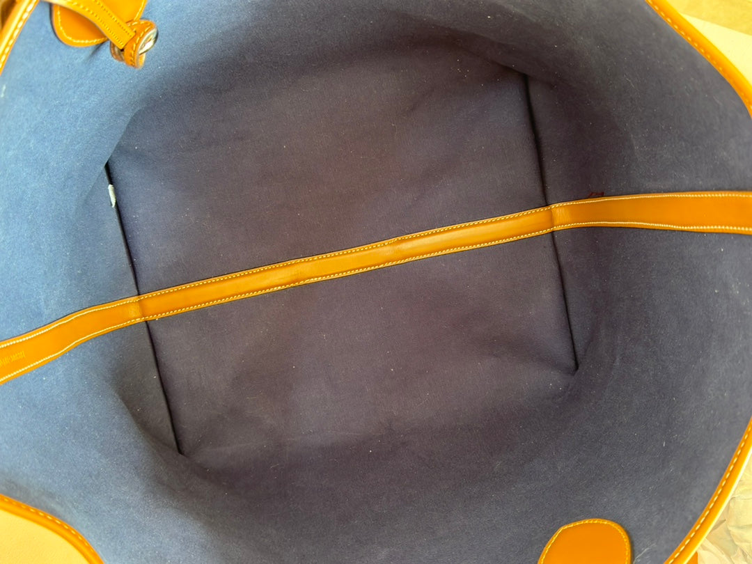 ラージ TOTISSIMA リバーシブルトートバッグ 30.5インチ ダークブルーデニム 片面グレースエード