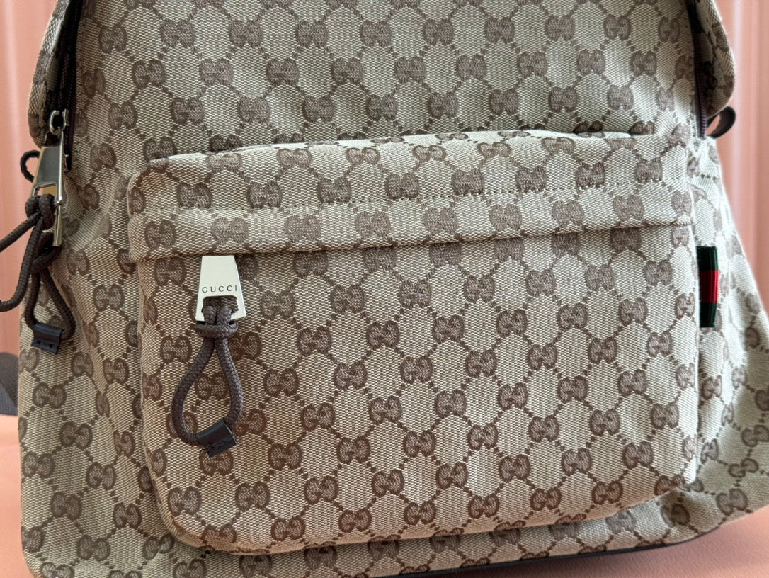 ミディアム バックパック 42 ベージュ＆ダークブラウン GG キャンバス