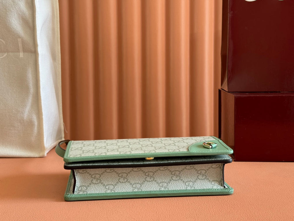 EMBLEM WALLET GG MONOGRAM 20 IN SAGE GREEN SMOOTH CALFSKIN