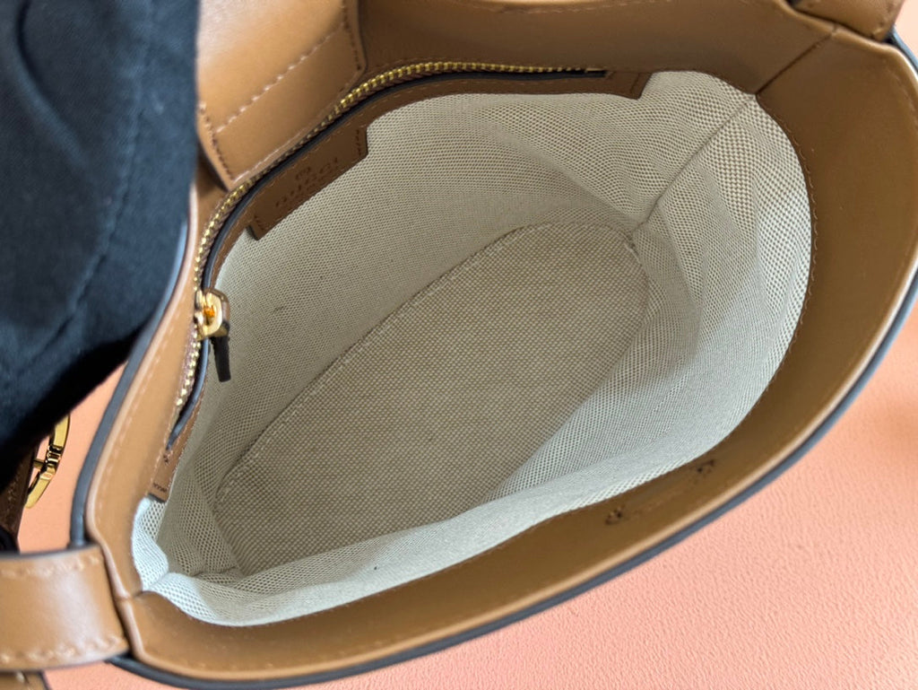 73 スモールバケットバッグ 20 ブラウン ソフトスエード＆カーフスキン