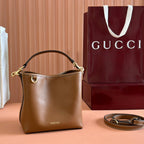 エンブレム スモール バケットバッグ 19インチ ブラウン スムースカーフスキン