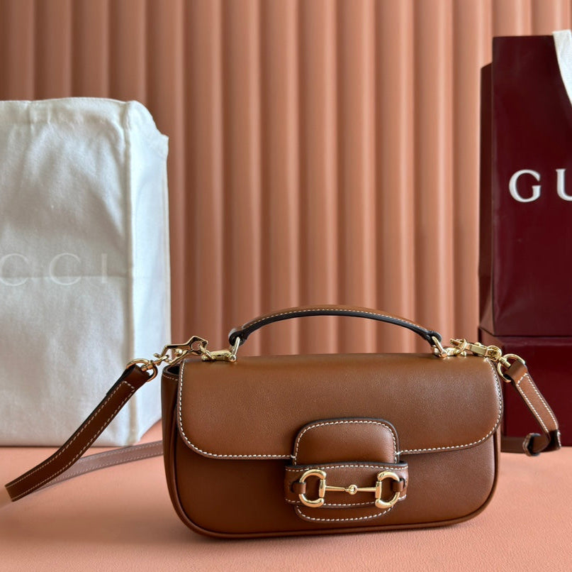 スモール ホースビット 1955 ショルダーバッグ 22.6インチ ブラウンカーフスキン