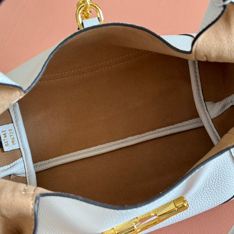 MEDIUM SOFTBIT MAXI SHOULDER BAG 27.5 IN OFF WHITE GRAINY LAMBSKIN