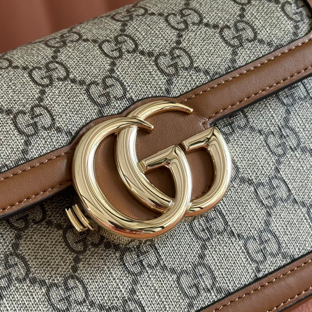 GO SMALL SHOULDER BAG 21.5 IN DARK GREY BROWN CALFSKIN